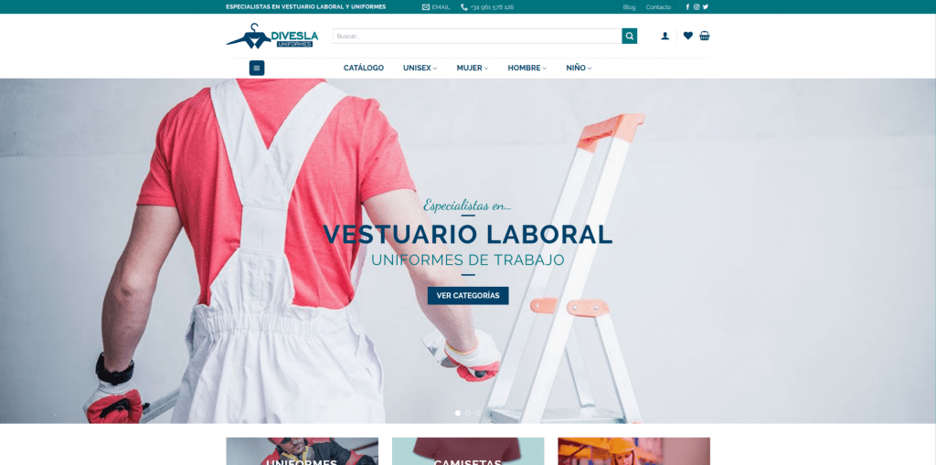 Uniformes Divesla | Diseño de tienda online